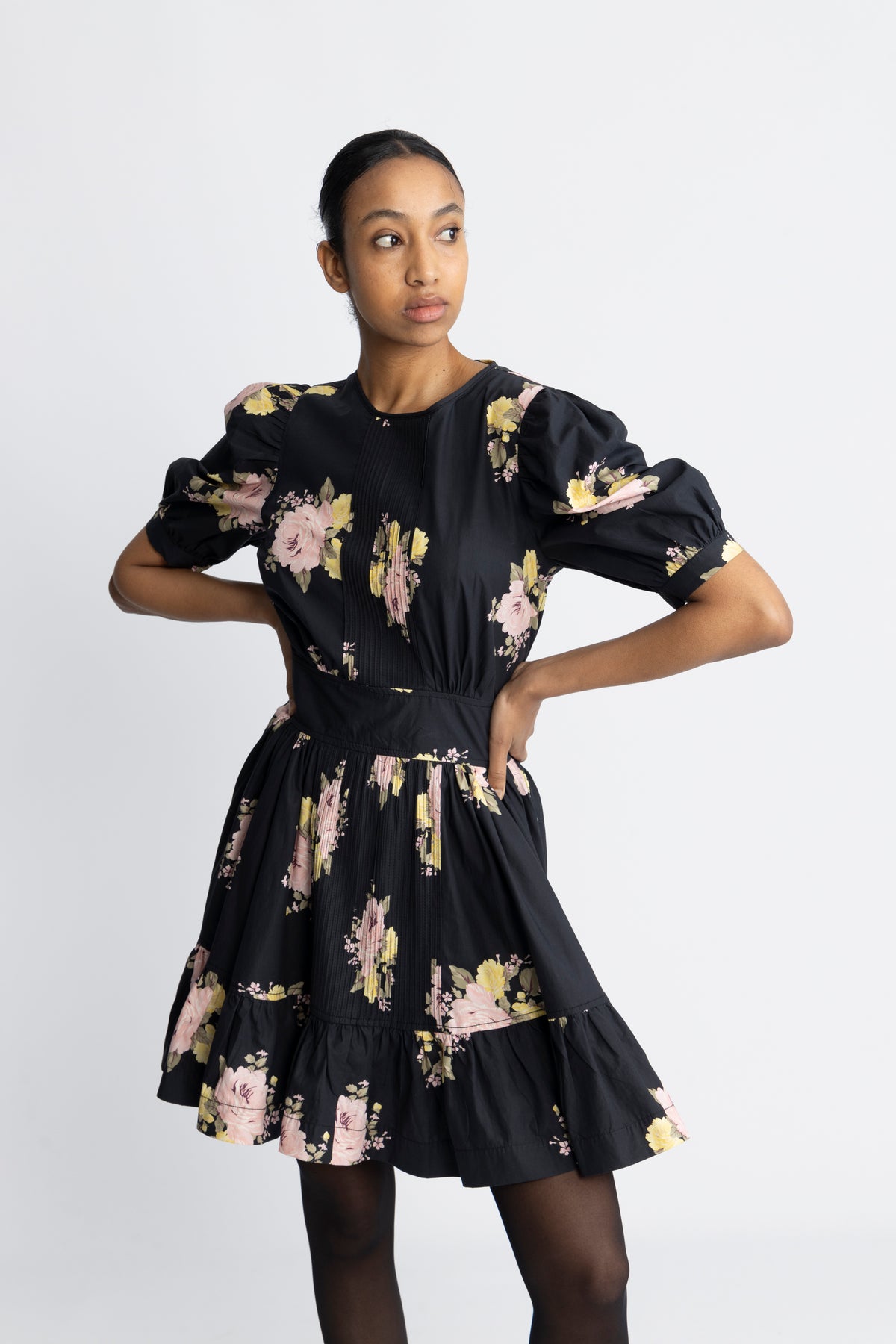 Poplin Mini Dress - Black Posey