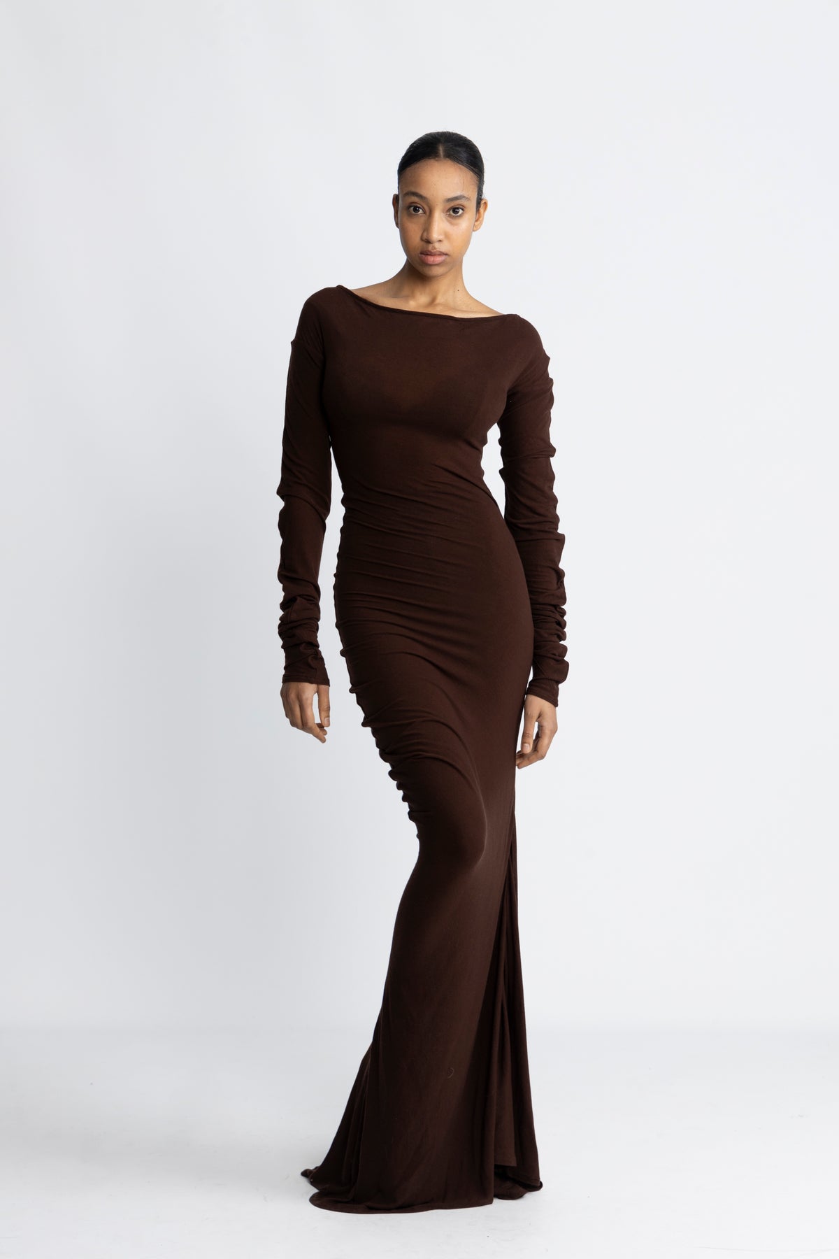 Estella Solid Dress - Dark Brown