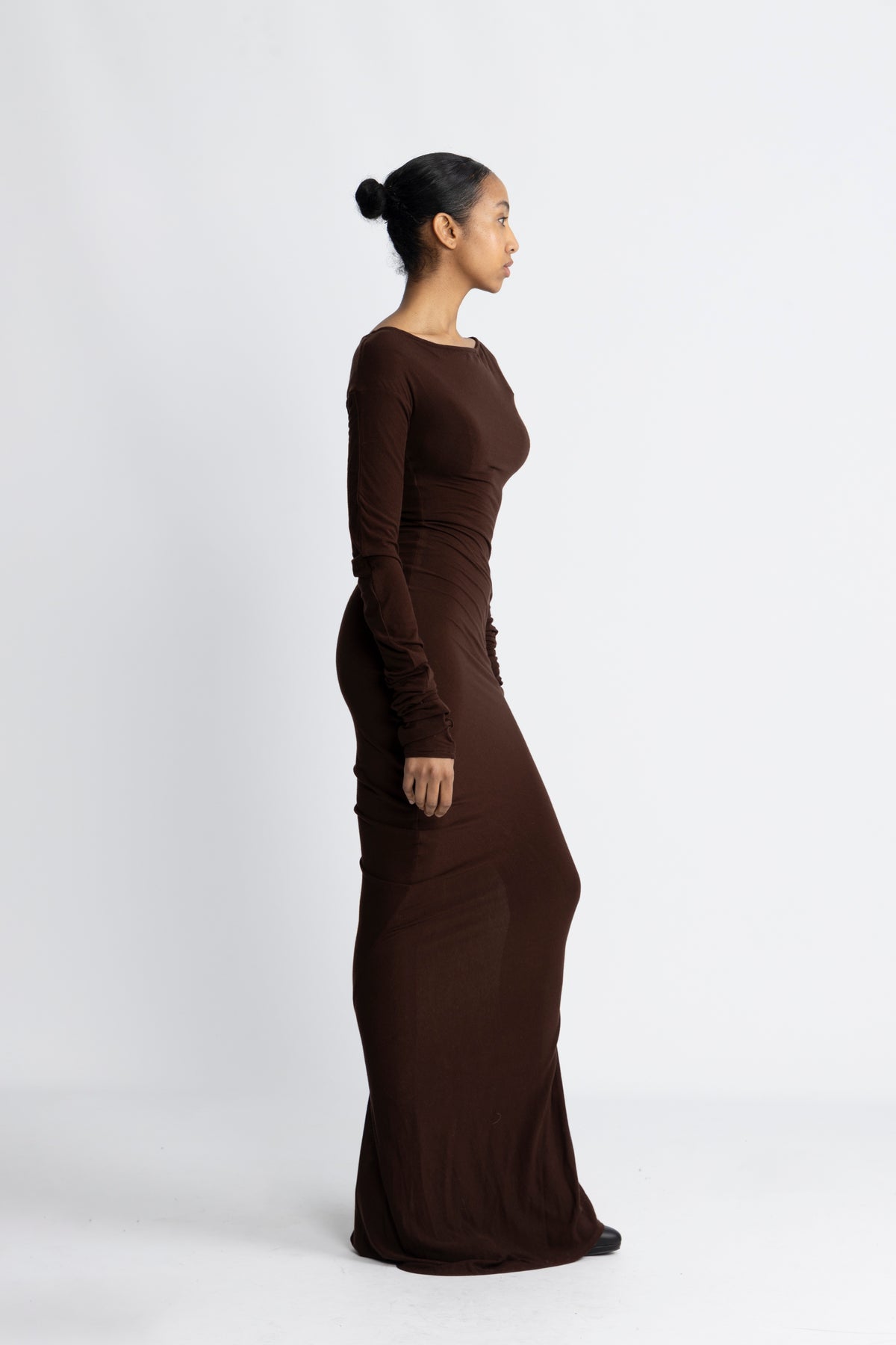 Estella Solid Dress - Dark Brown