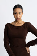Estella Solid Dress - Dark Brown