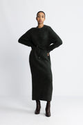Gabella Ls Knit O-Neck Dress Camp - Scarab