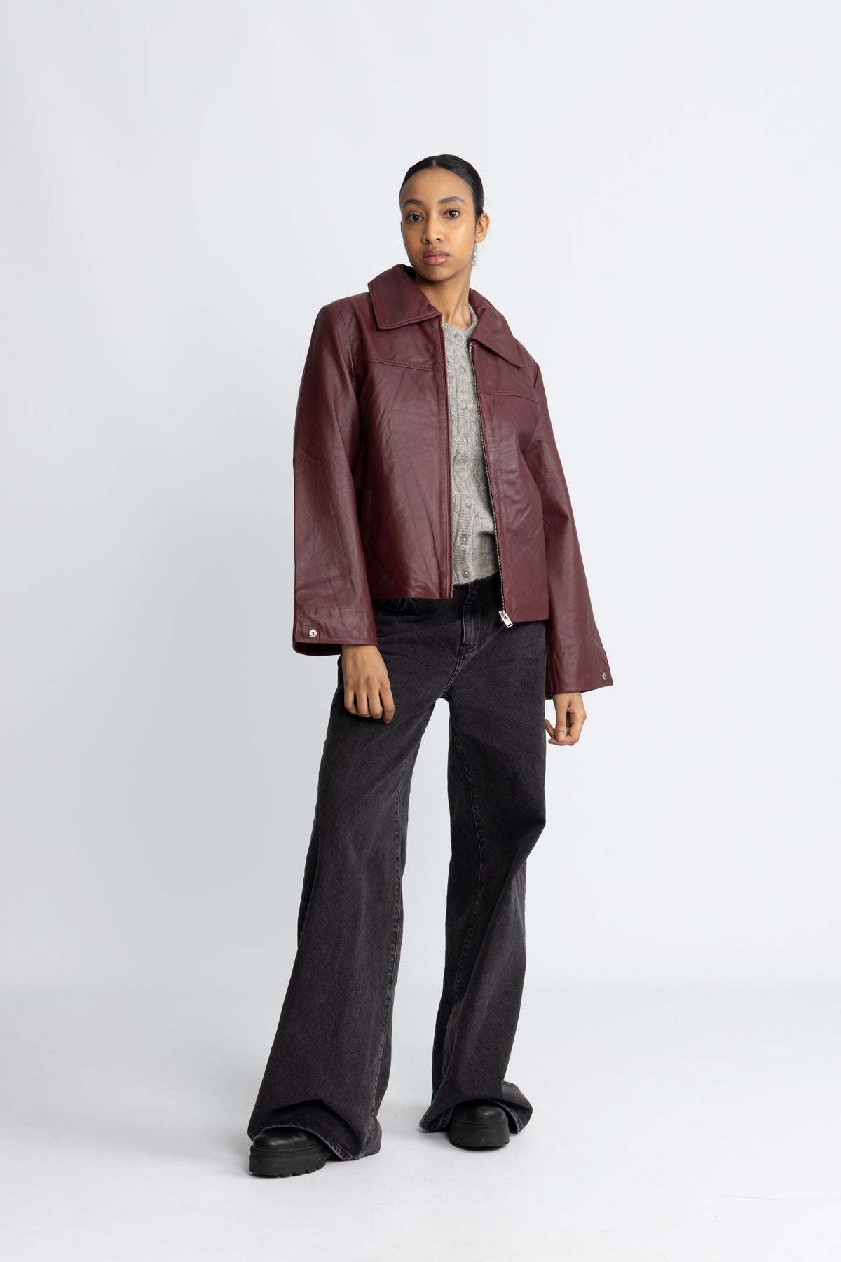 Bea Leather Jacket - Zinfandel