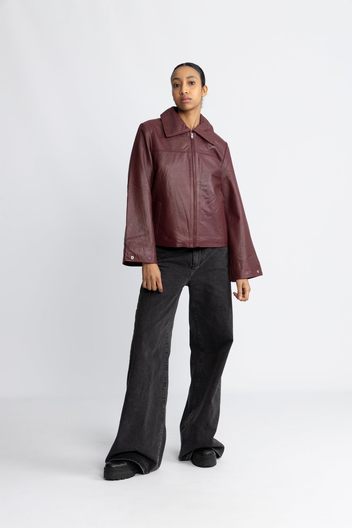 Bea Leather Jacket - Zinfandel
