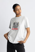GANNI Basic Jersey Kittens Relaxed T-Shirt - Illusion Blue