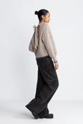 Coraliecc Bow Ls Rib Knit - Walnut