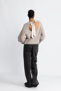 Coraliecc Bow Ls Rib Knit - Walnut