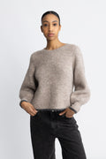 Coraliecc Bow Ls Rib Knit - Walnut