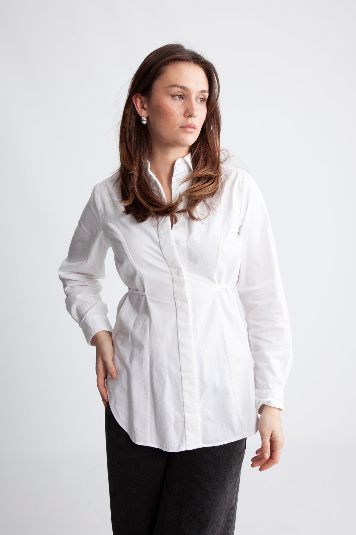 Kenna Ls Bold Sholder Shirt B - Bright White