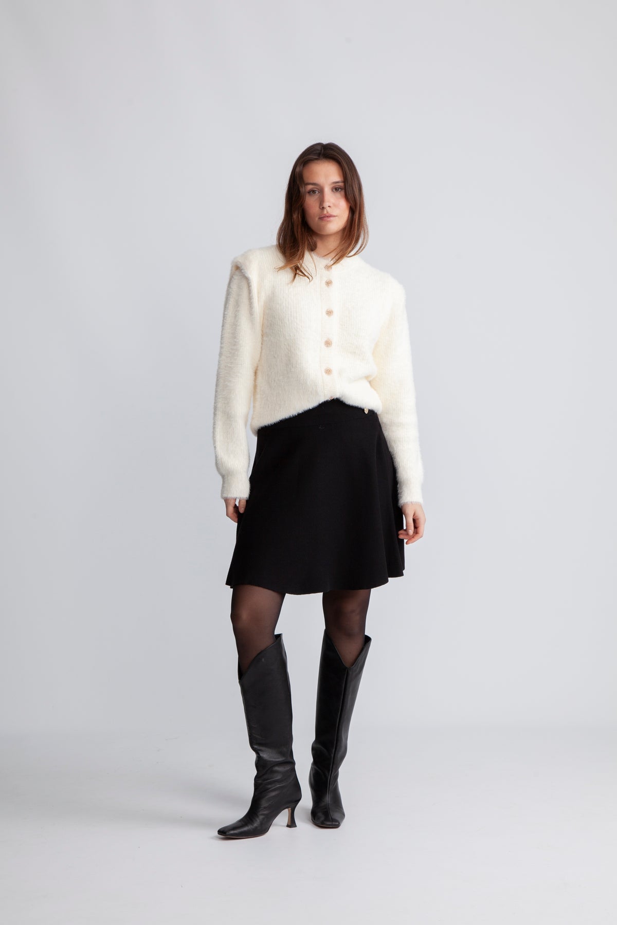 Yasmey Ls Knit Cardigan - Birch