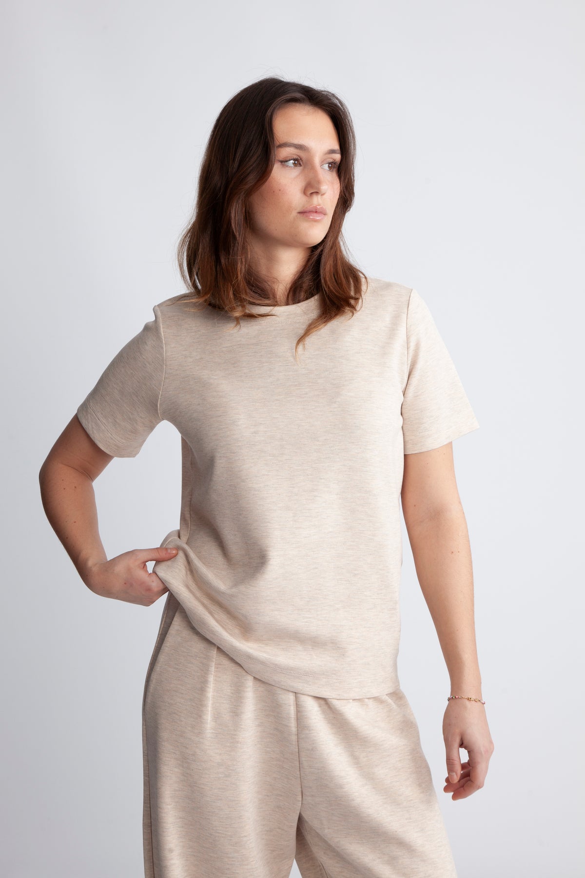 VincentIW Melange Karmen T-Shirt - Vanilla Melange