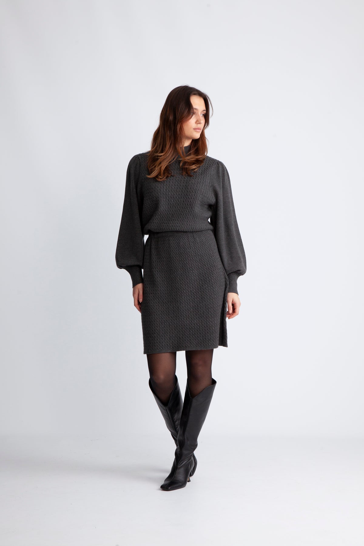 Amari Rachelle Dress - Dark Grey Melange