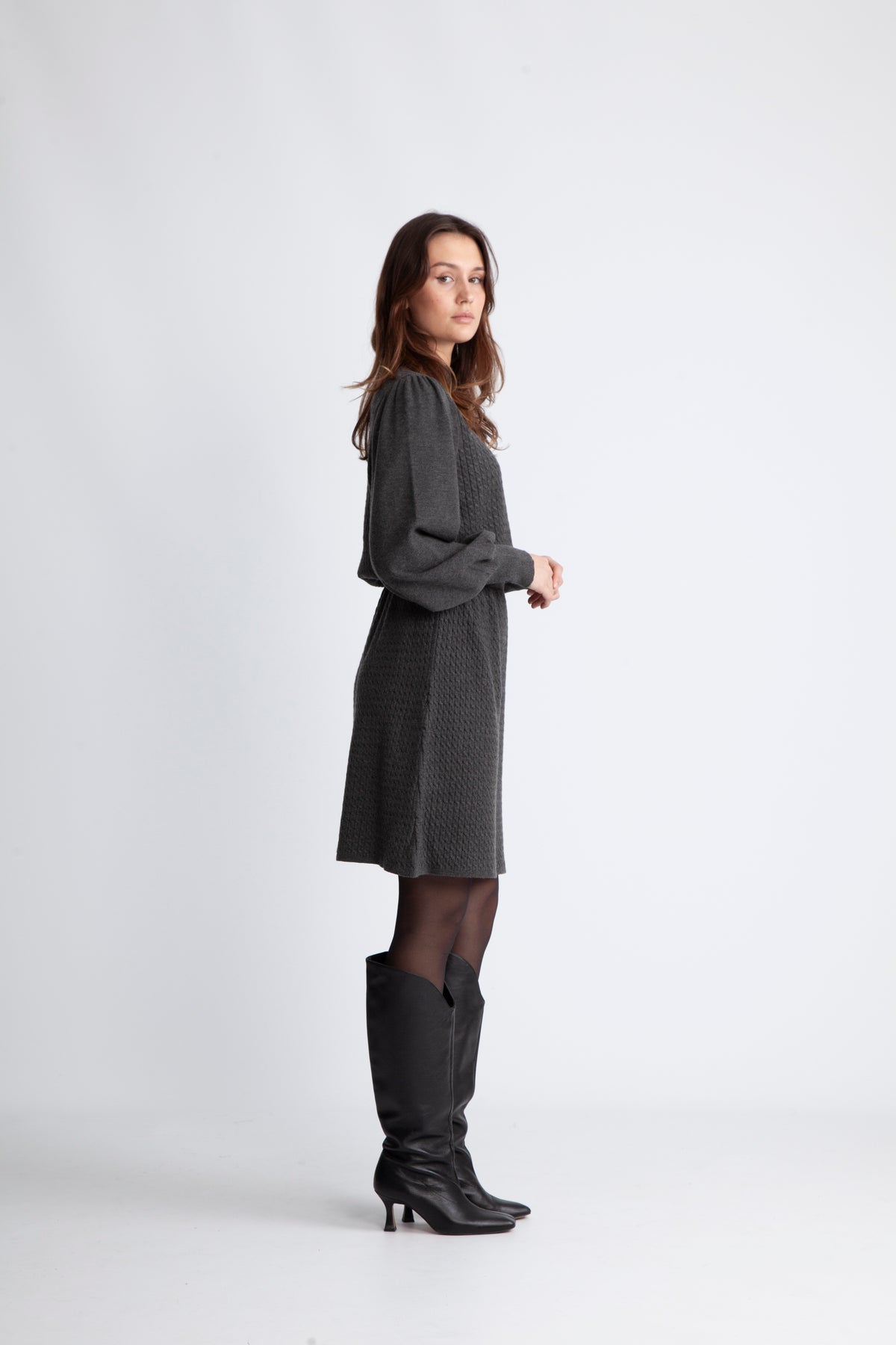 Amari Rachelle Dress - Dark Grey Melange