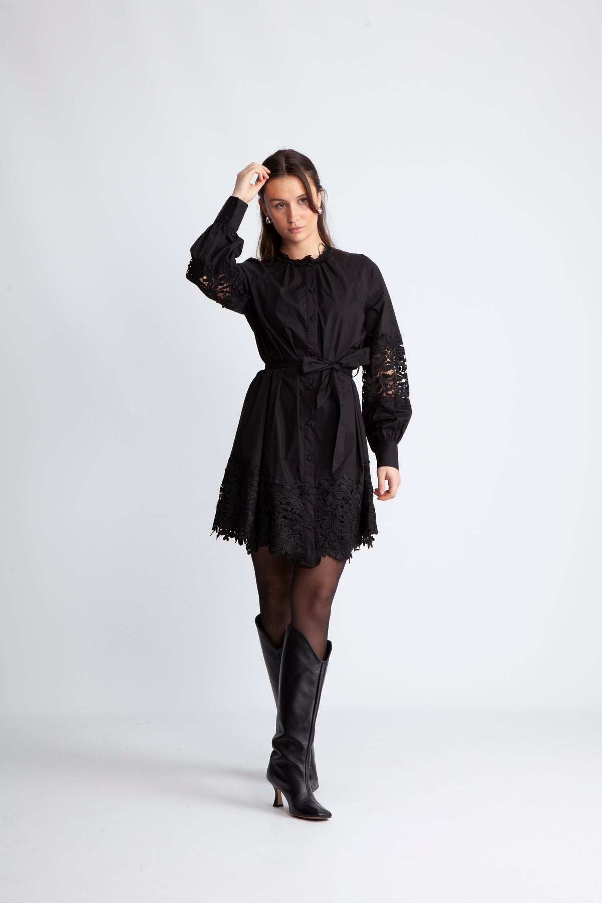 Yassemira Ls Shirt Dress S. - Black