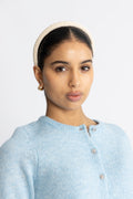 Solid Slim Beaded Diadem - Birch White