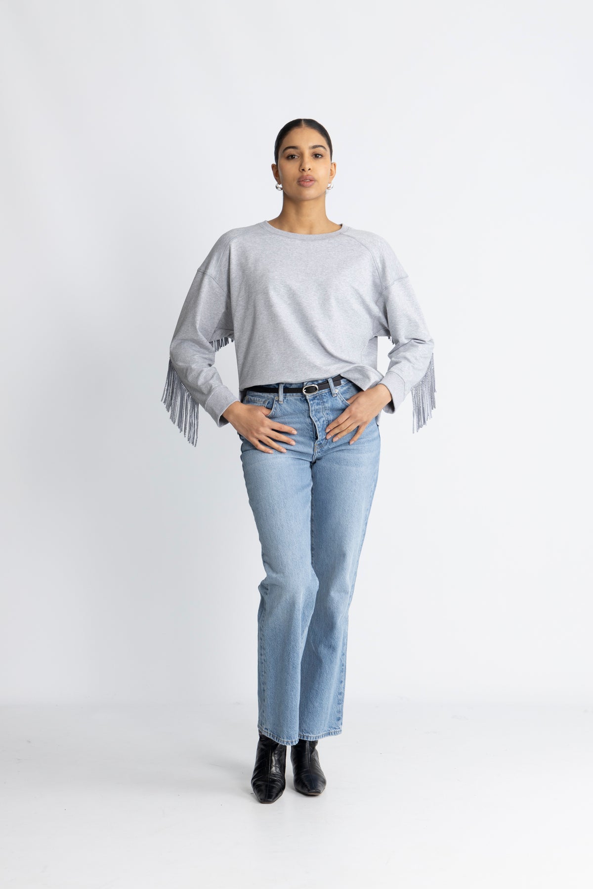 Studcc Fringe Sweat - Light Grey