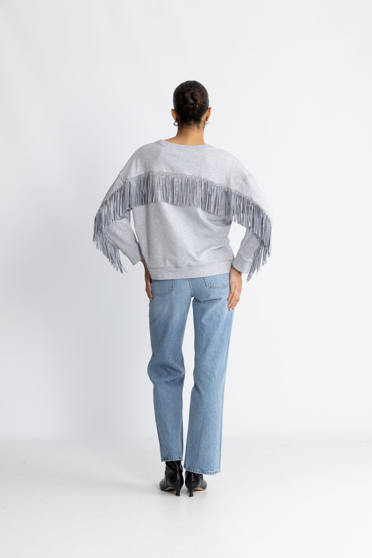 Studcc Fringe Sweat - Light Grey