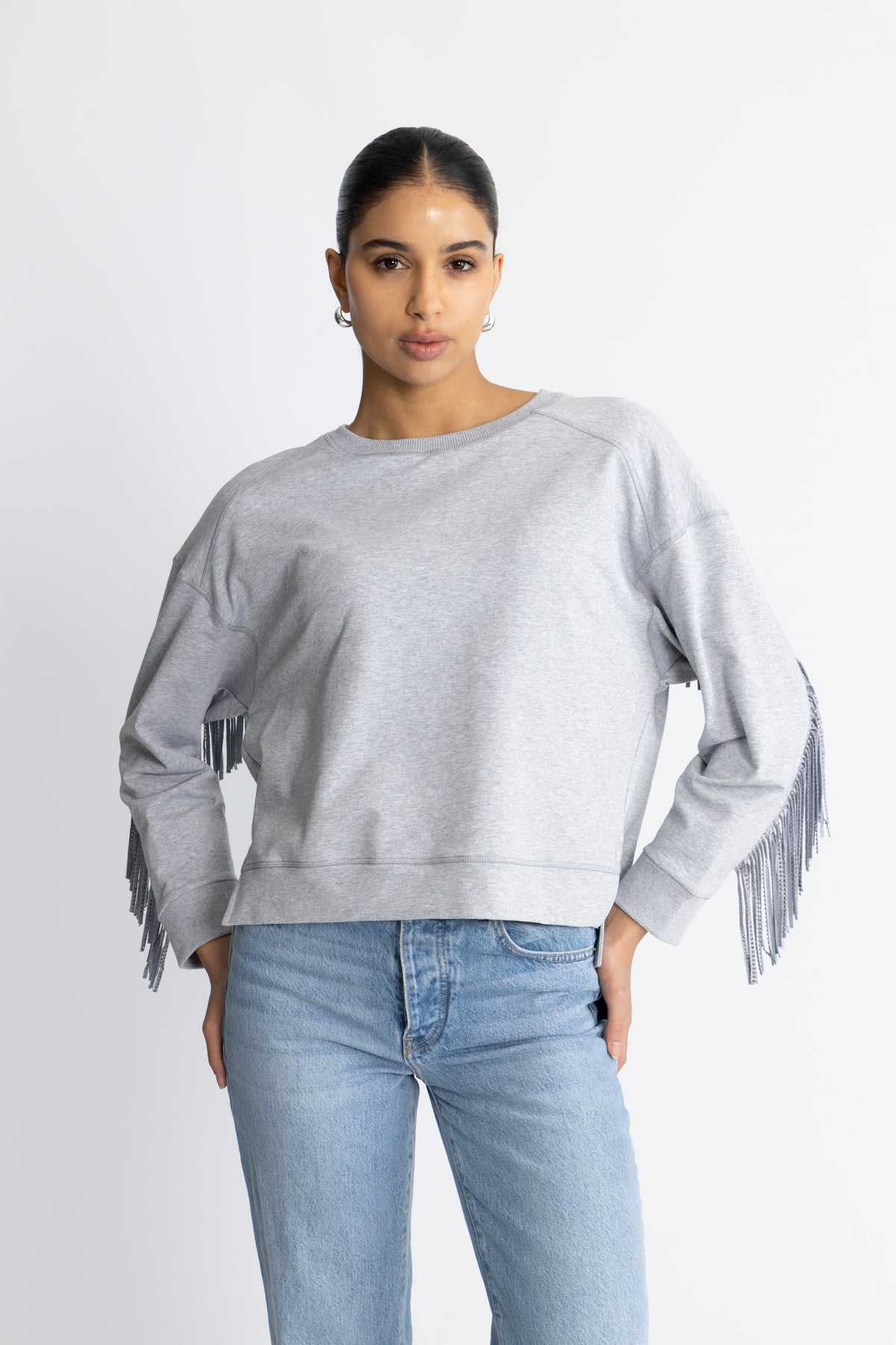 Studcc Fringe Sweat - Light Grey