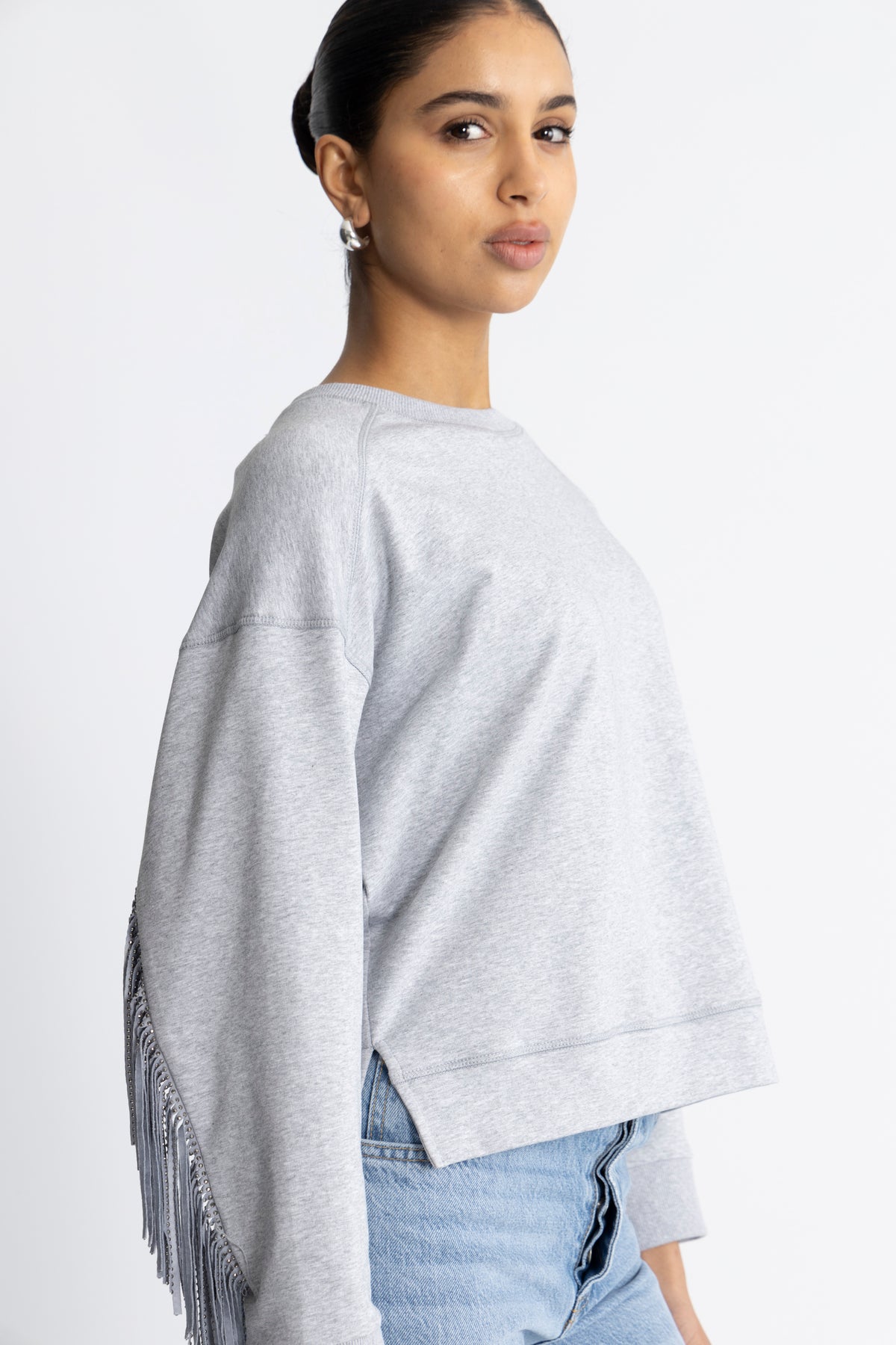 Studcc Fringe Sweat - Light Grey