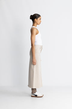 Alba-Krista MW Column Skirt - Beige Ecru