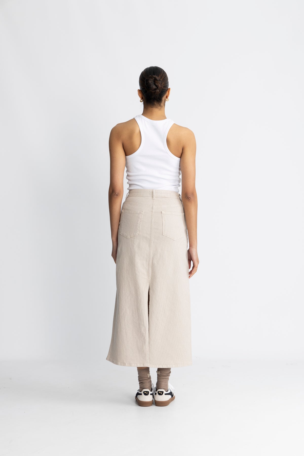 Alba-Krista MW Column Skirt - Beige Ecru