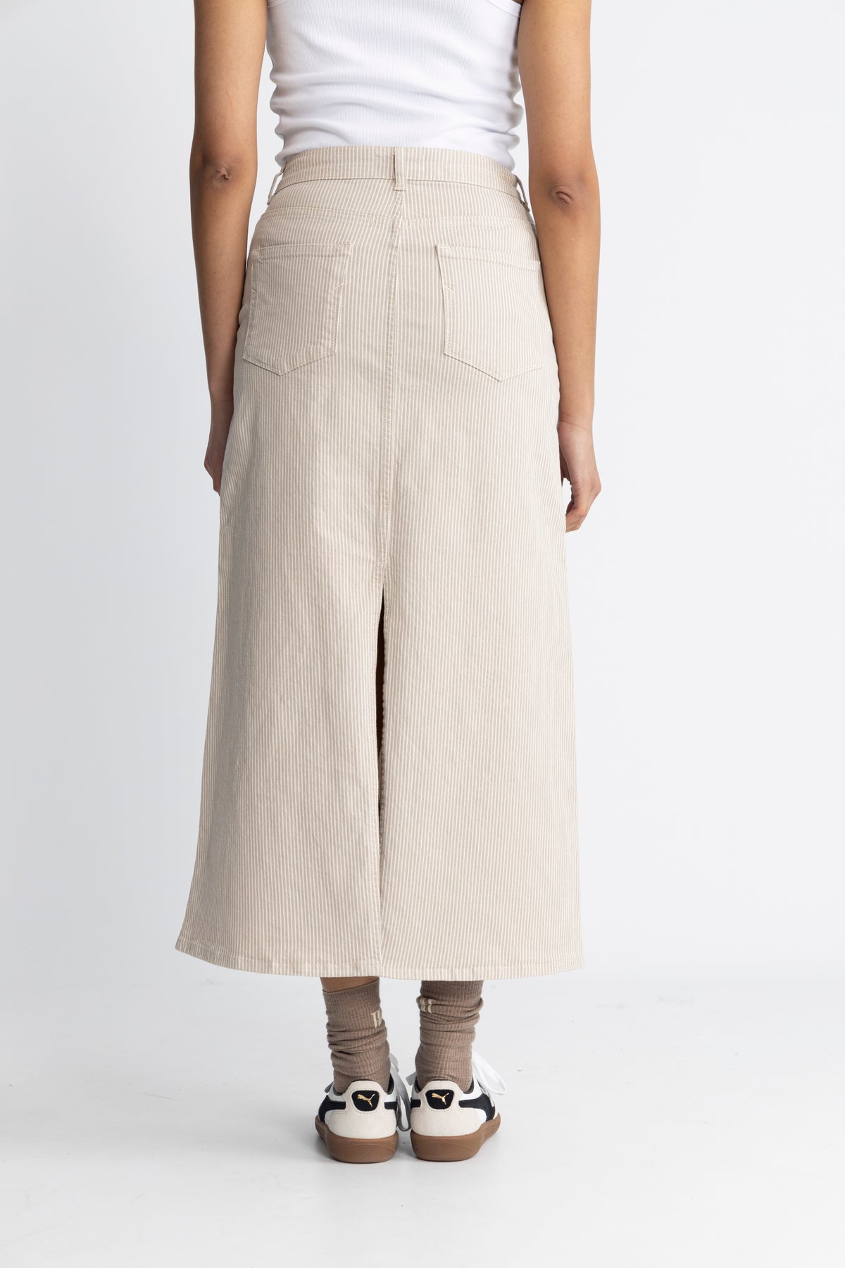 Alba-Krista MW Column Skirt - Beige Ecru