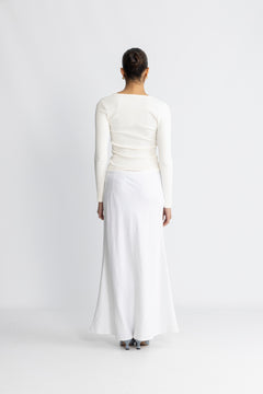 Linen Maxi Skirt - White