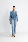 Yascelinde LS Topp - Ljusblå denim