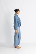 Yascelinde LS Topp - Ljusblå denim