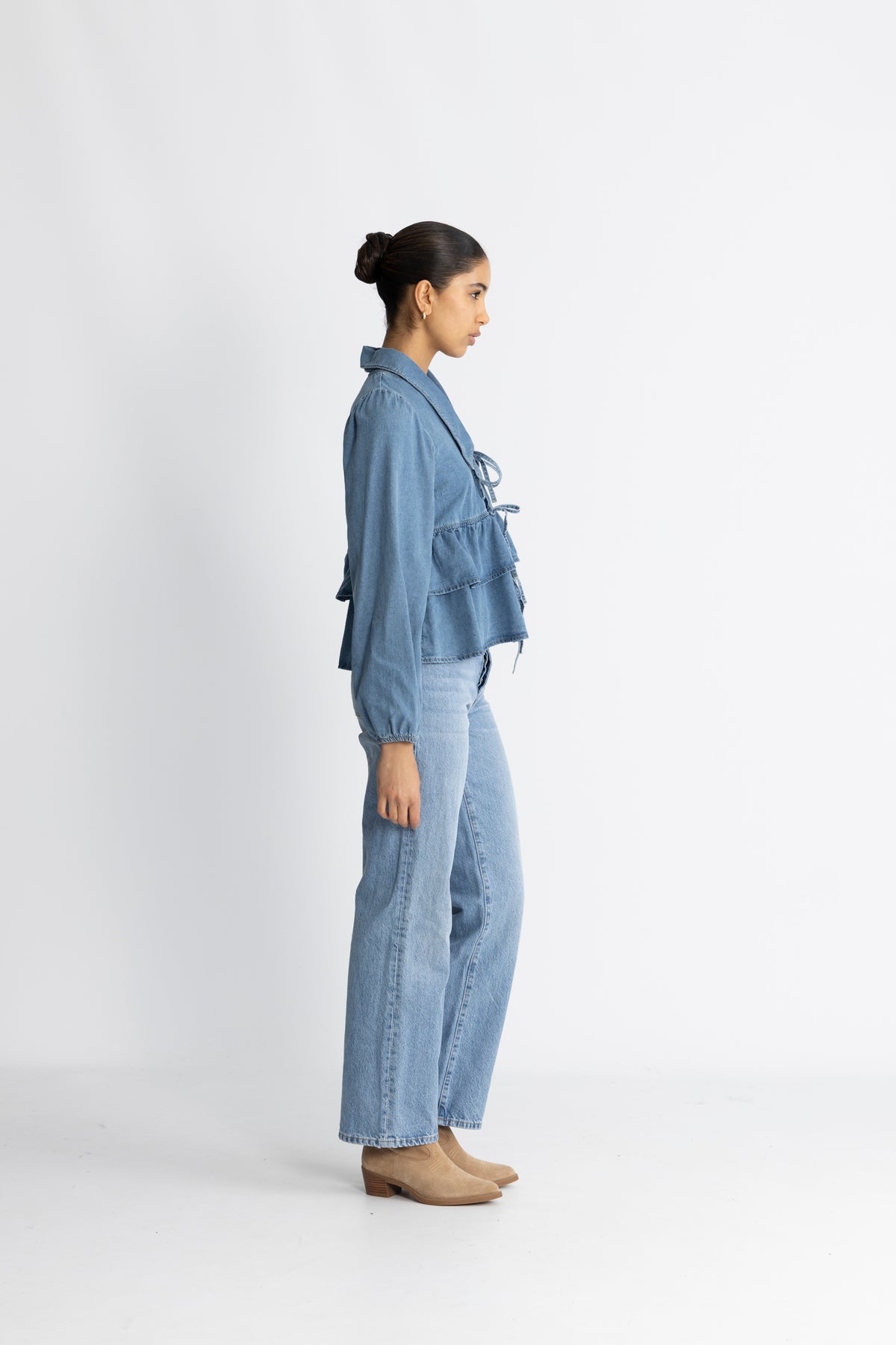 Yascelinde LS Topp - Ljusblå denim