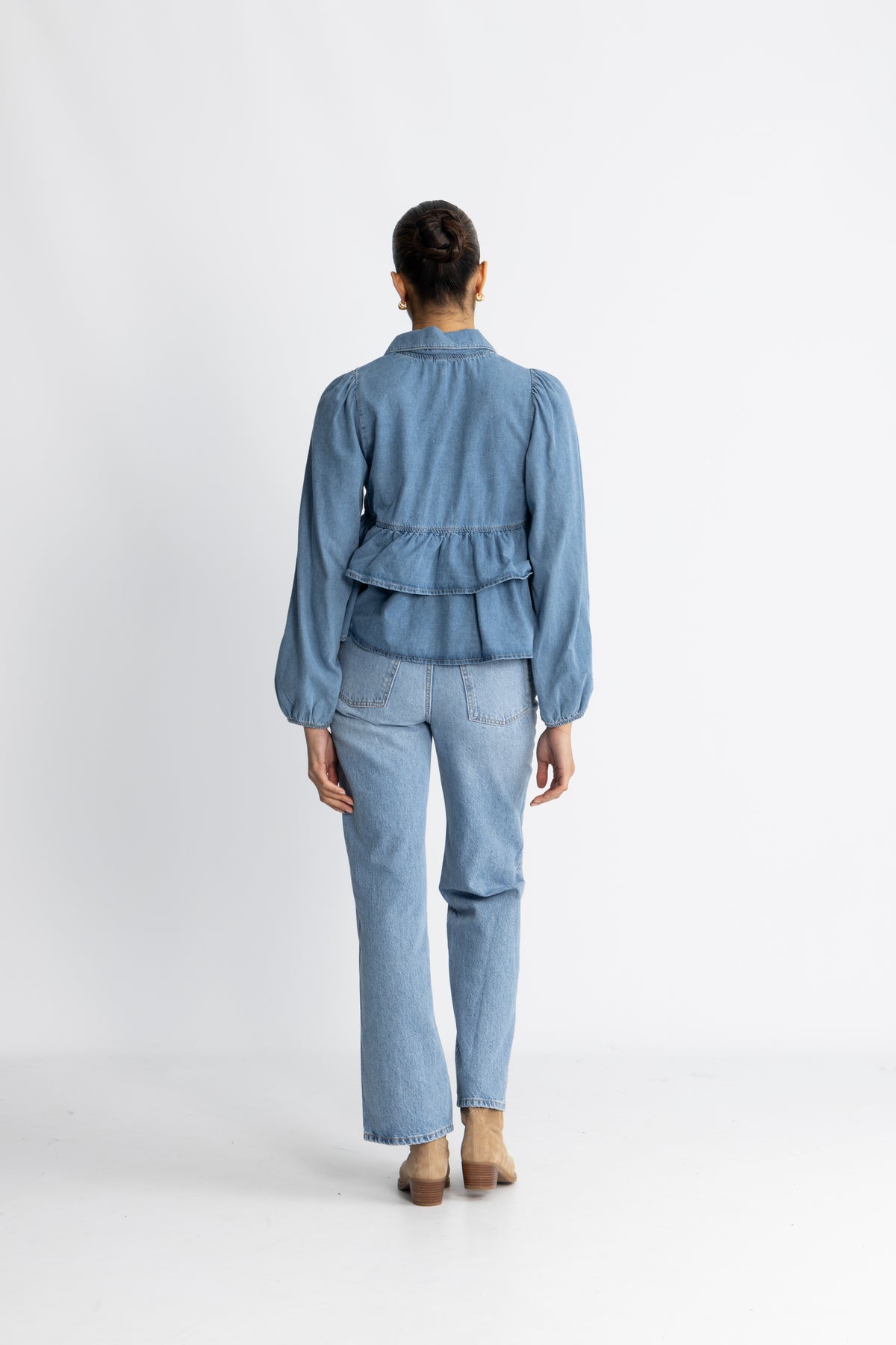 Yascelinde LS Topp - Ljusblå denim