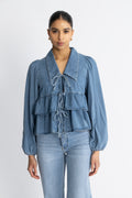 Yascelinde LS Topp - Ljusblå denim