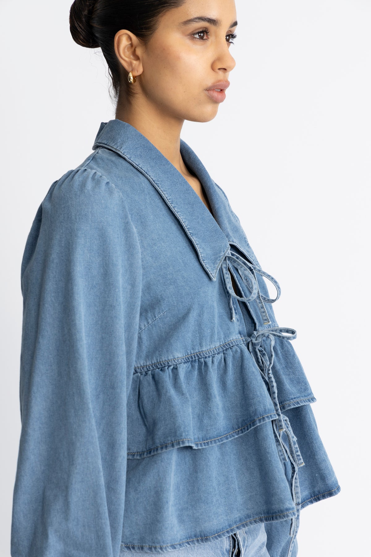 Yascelinde LS Topp - Ljusblå denim