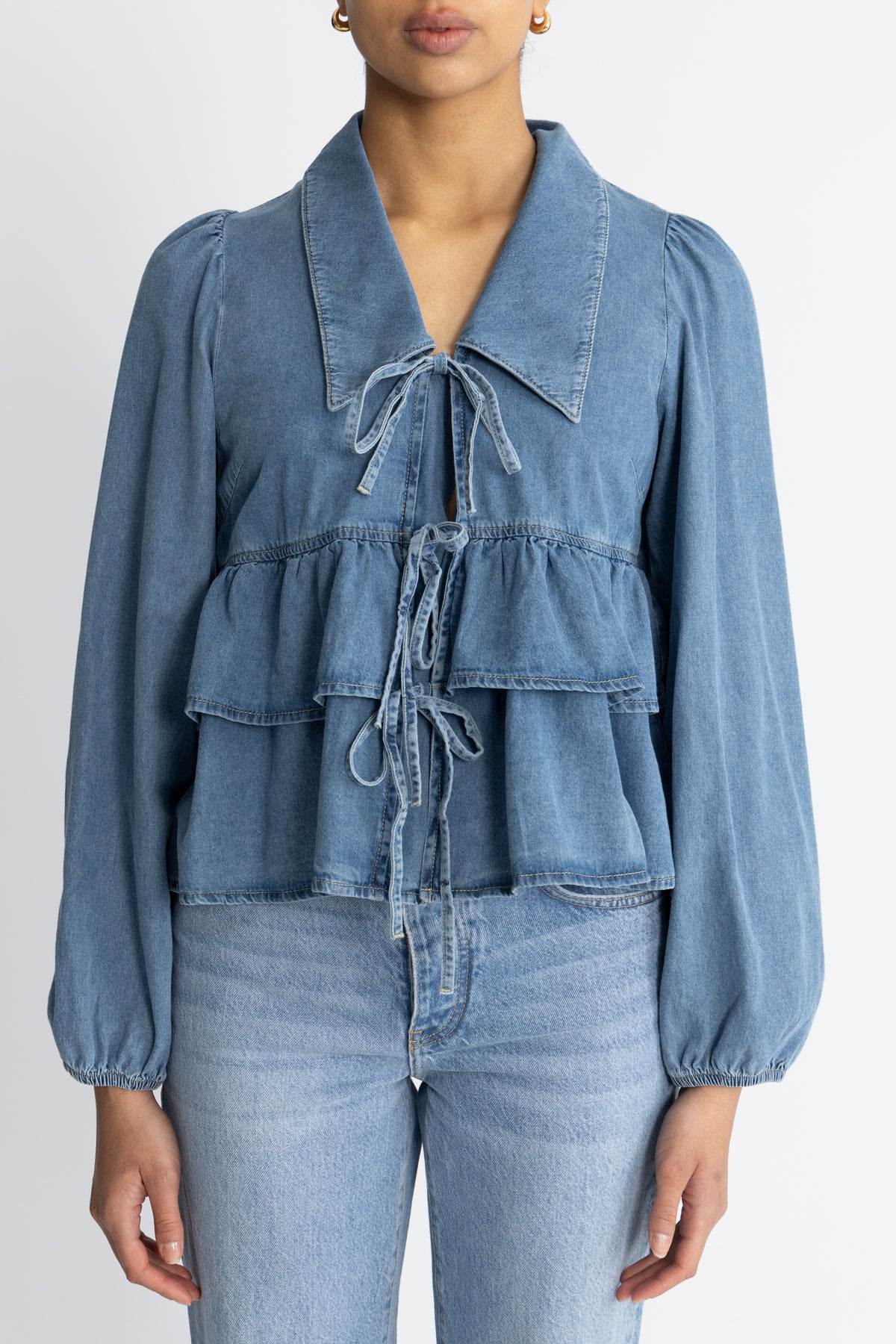 Yascelinde LS Topp - Ljusblå denim
