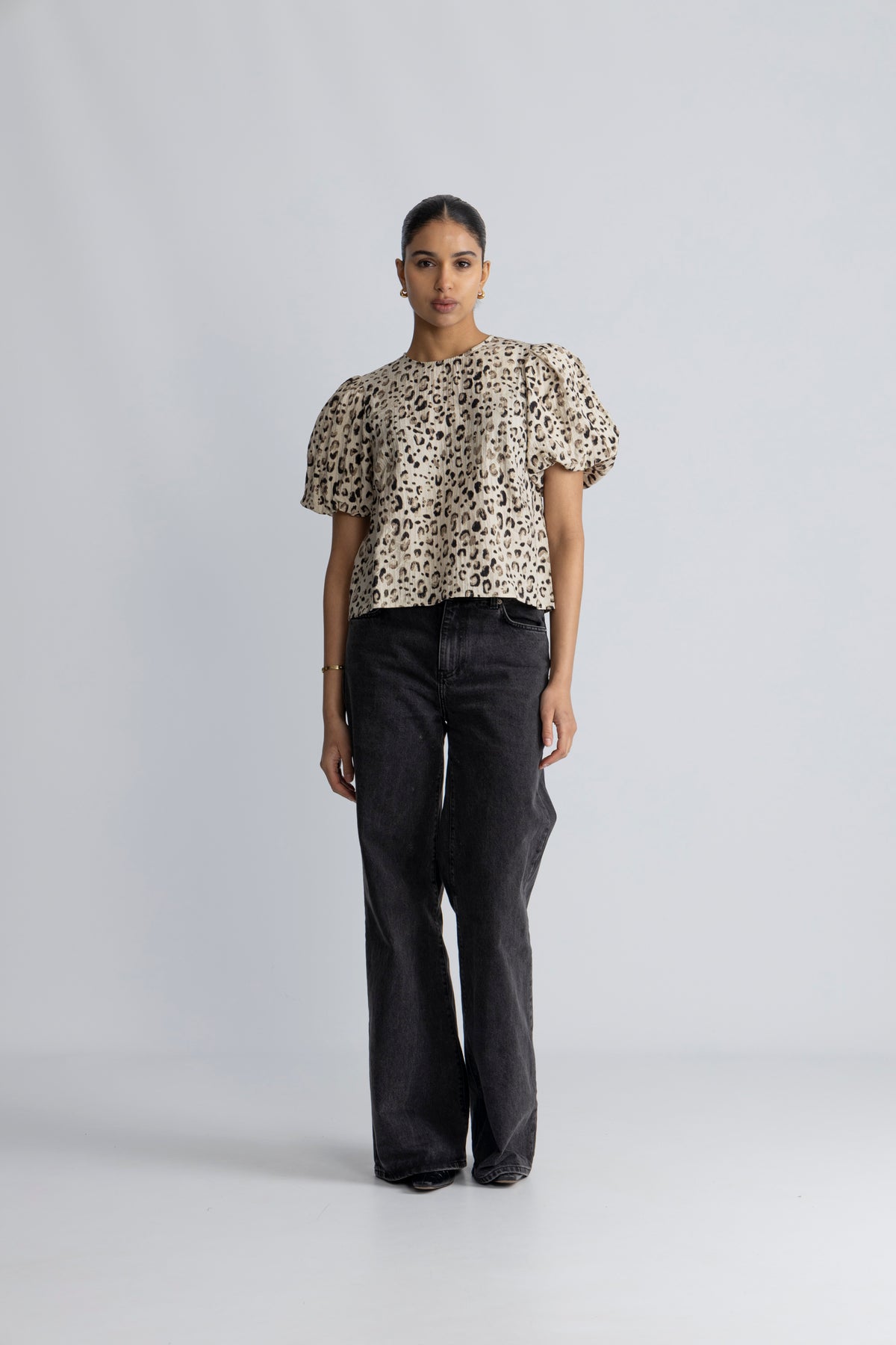 Alyona Vlora 2/4 Top Aop - Oatmeal Leo