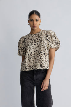 Alyona Vlora 2/4 Top Aop - Oatmeal Leo