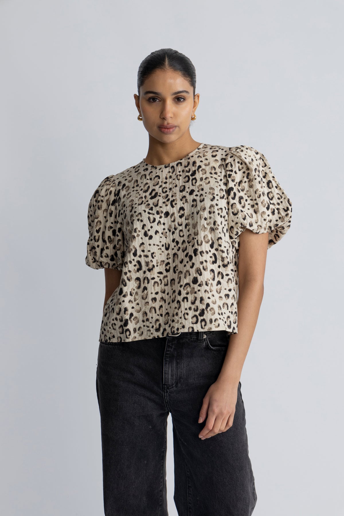 Alyona Vlora 2/4 Top Aop - Oatmeal Leo