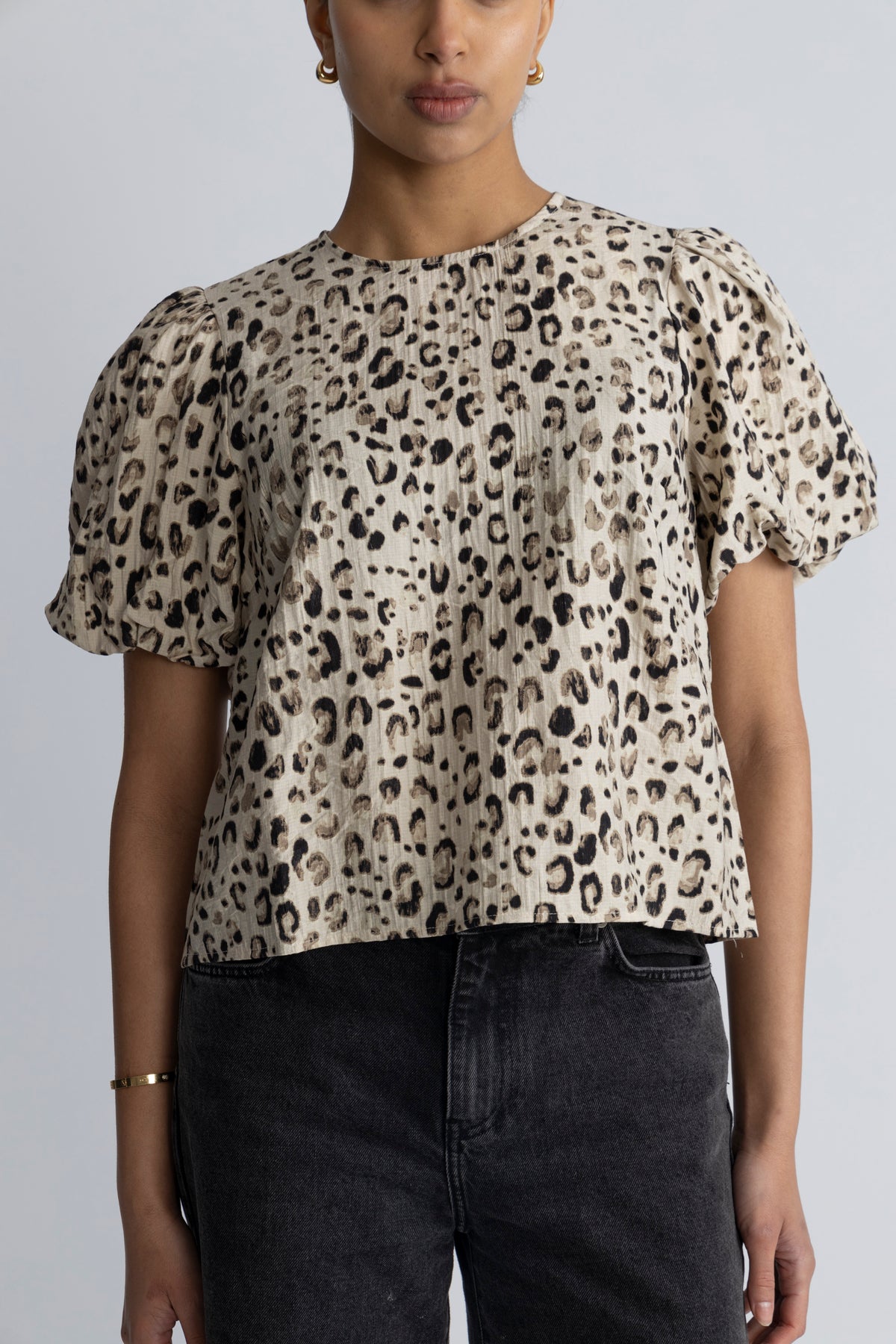 Alyona Vlora 2/4 Top Aop - Oatmeal Leo