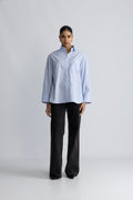 Dan Ls Oversized Striped Cuf Shirt - Cashmere Blue Stripes