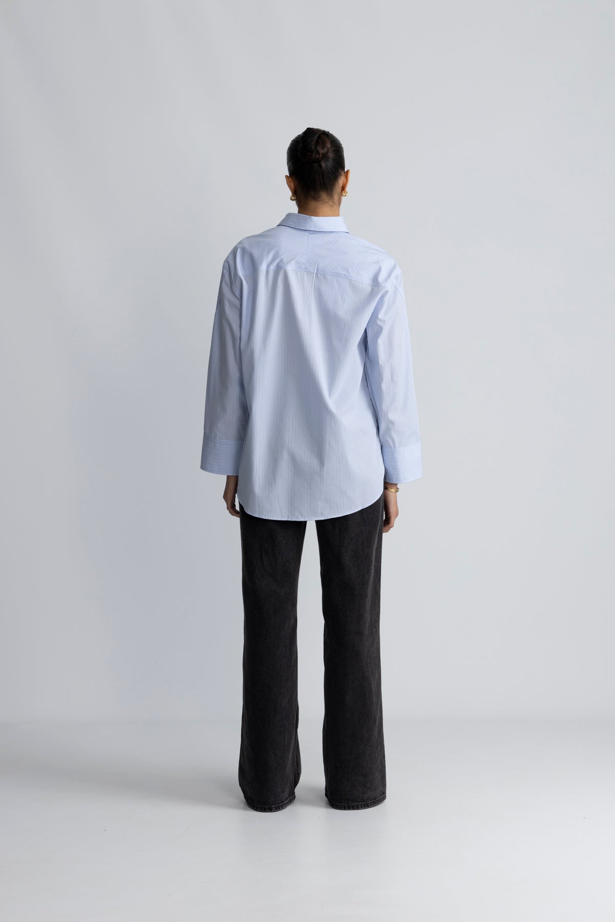Dan Ls Oversized Striped Cuf Shirt - Cashmere Blue Stripes