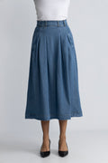 Anyacc Denim Pleat Skirt - Denim Blue