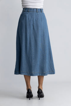 Anyacc Denim Pleat Skirt - Denim Blue