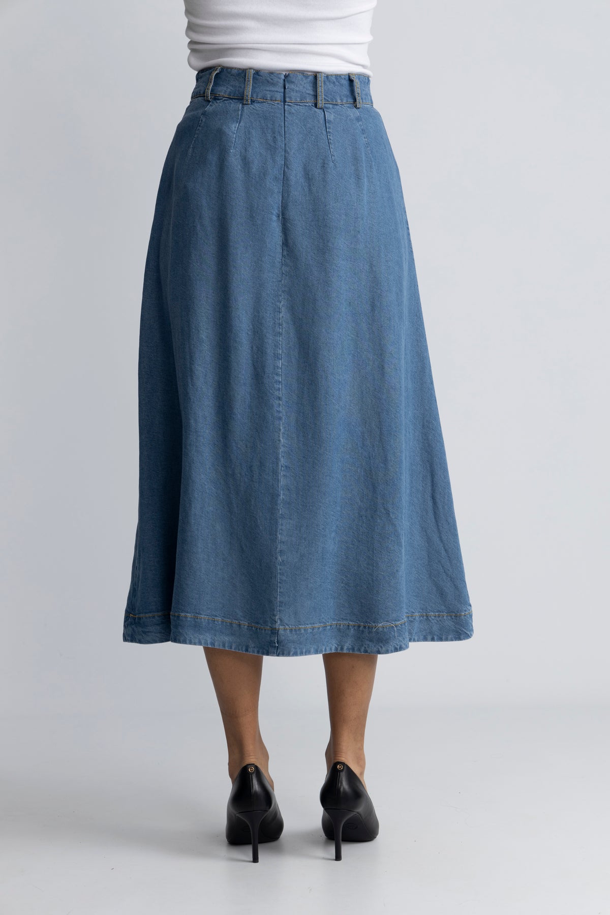Anyacc Denim Pleat Skirt - Denim Blue