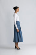 Anyacc Denim Pleat Skirt - Denim Blue
