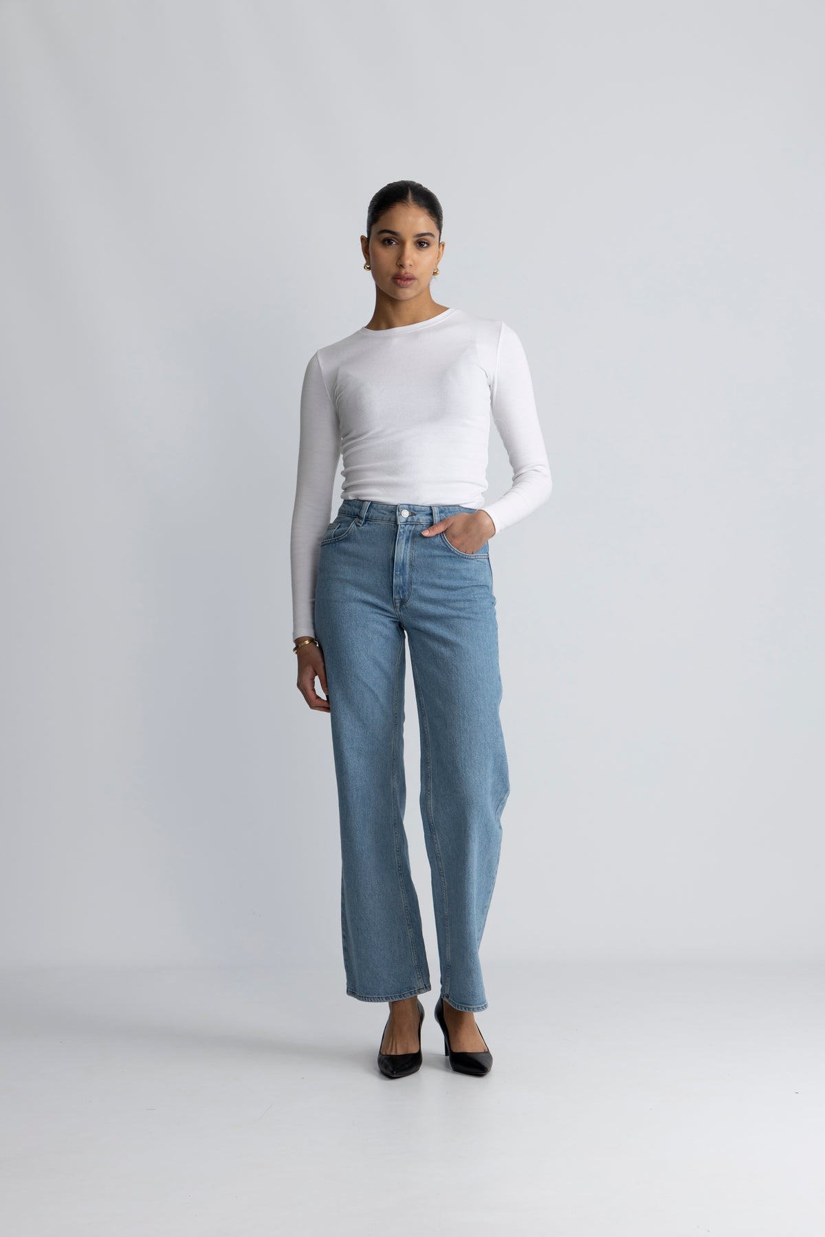 Alice HW Wide Long Jeans - Ljusblå Denim