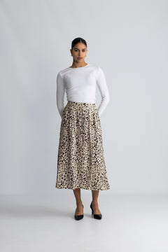 Alyona Vlora Skirt Aop - Oatmeal Leo