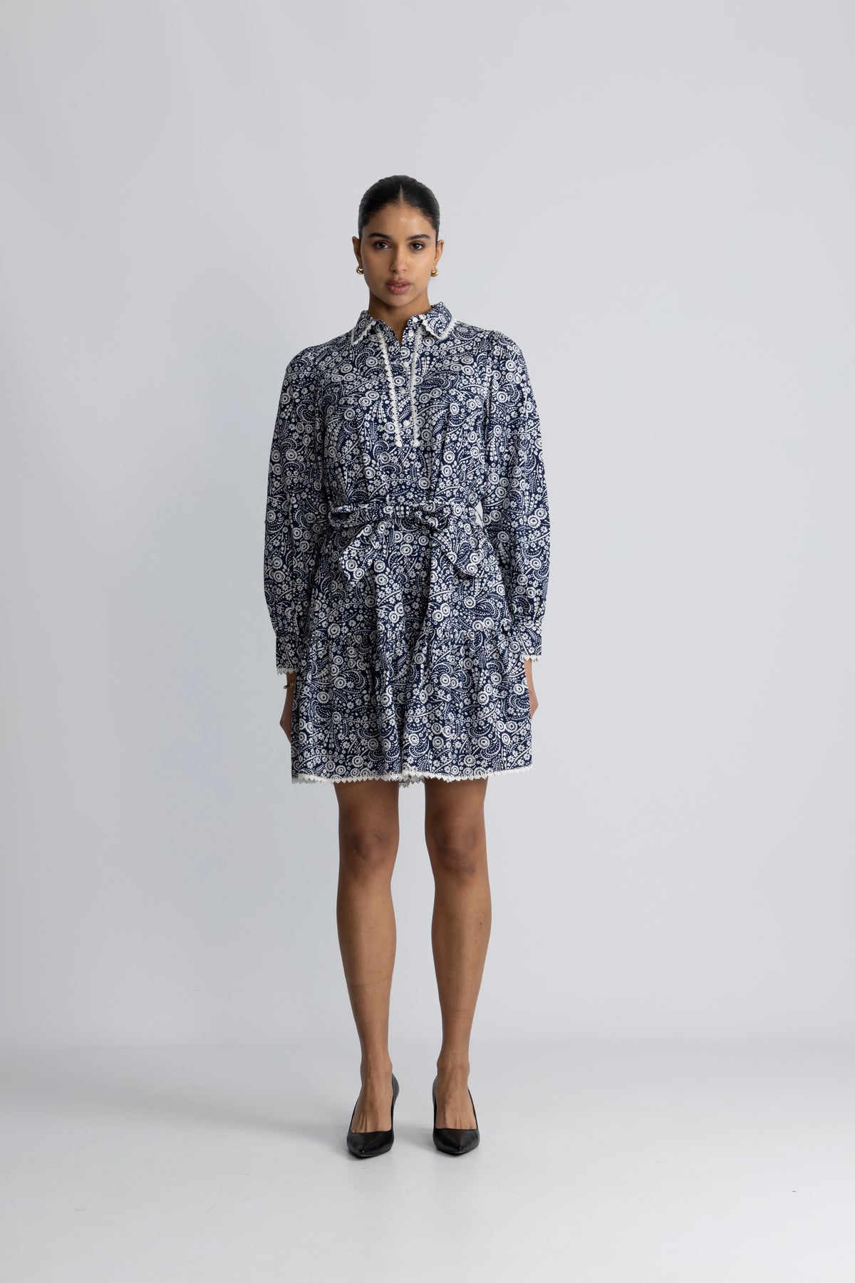 Yaspera LS Shirt Dress - Navy Blazer Pera Print