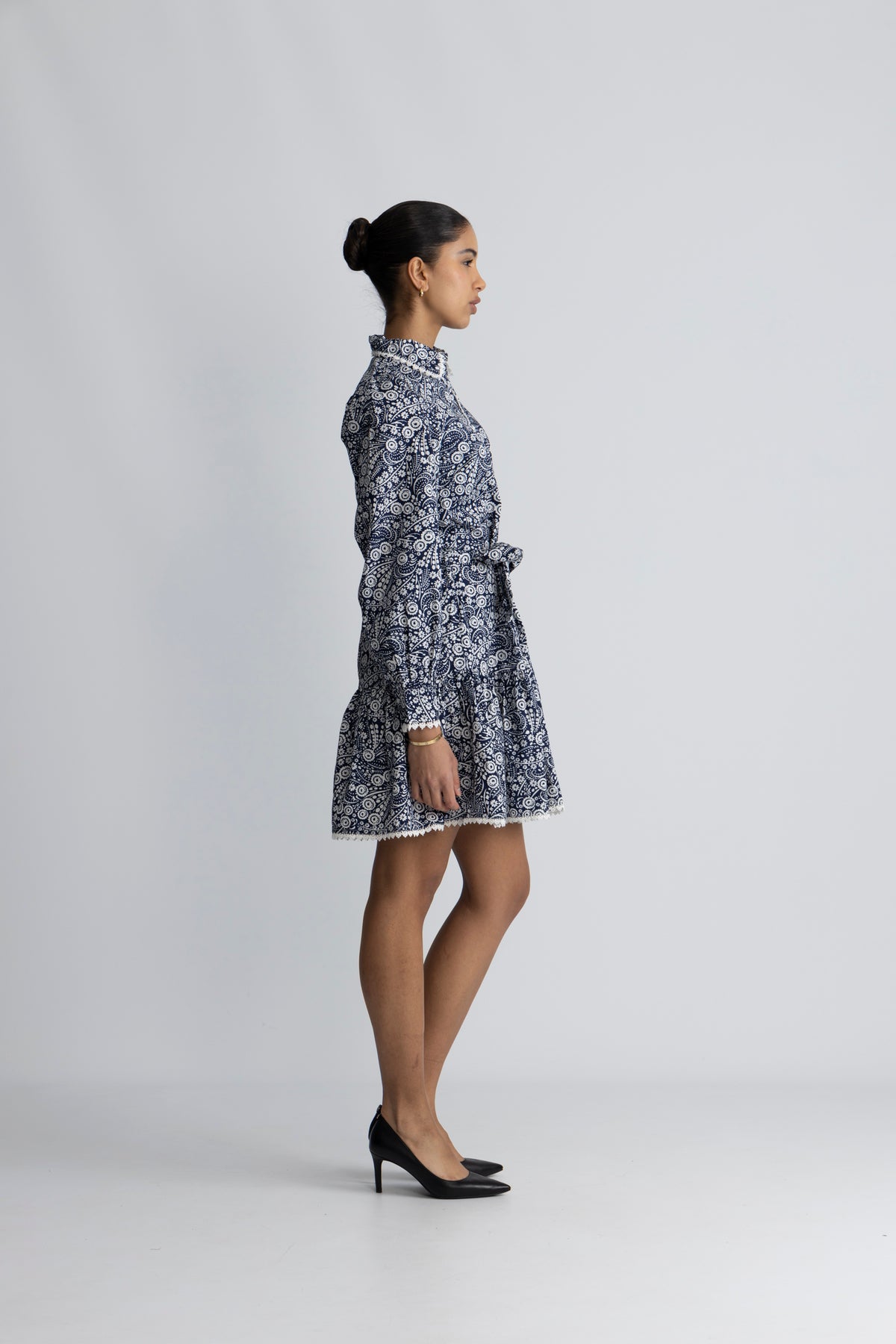 Yaspera LS Shirt Dress - Navy Blazer Pera Print