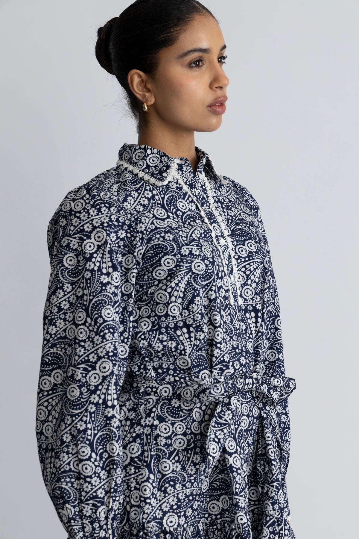 Yaspera LS Shirt Dress - Navy Blazer Pera Print