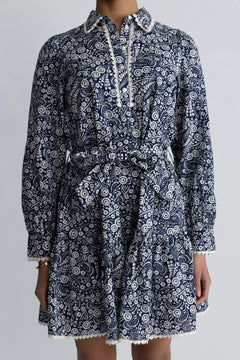 Yaspera LS Shirt Dress - Navy Blazer Pera Print