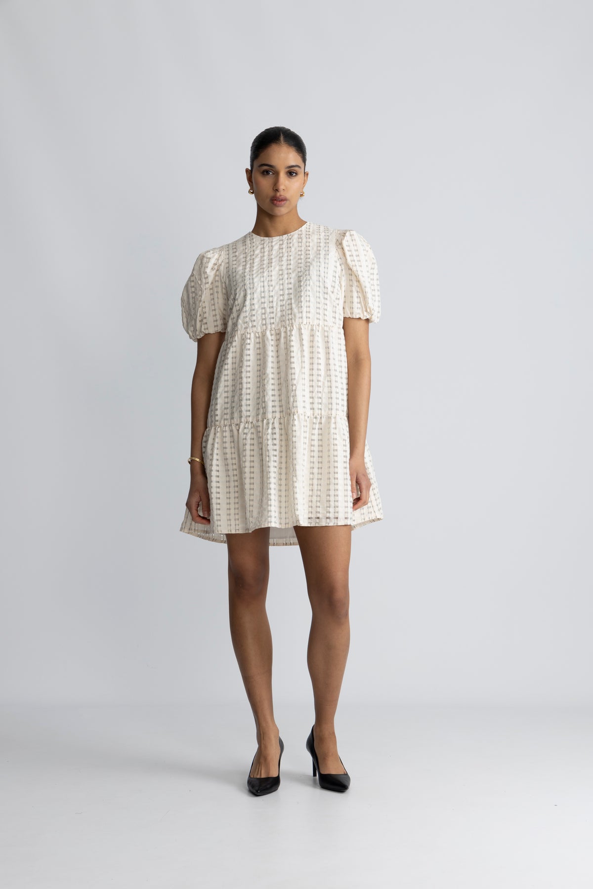 Santina Dress - Cream Check